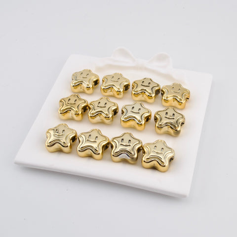 Metallic Smiling Face Star Beads