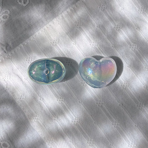 Glow-in-dark Blue Heart Beads