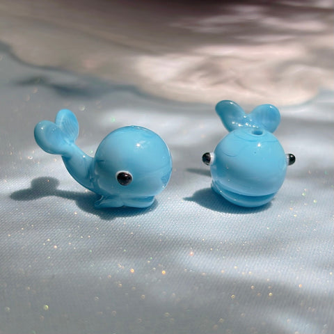 Lampwork Blue Whale Beads