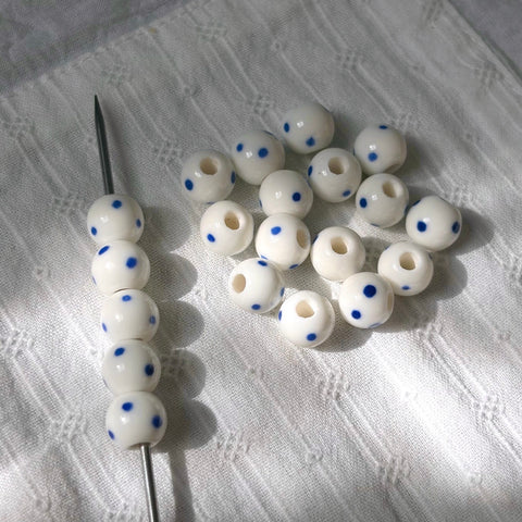 Ceramic Polka Dot Round Beads