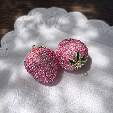Oversized Rhinestone Strawberry Pendant