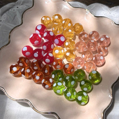 Round Polka Dot Glass Beads