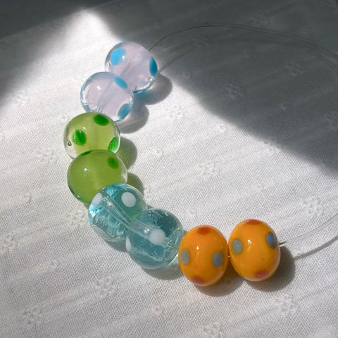 Rondelle Polka Dot Glass Beads