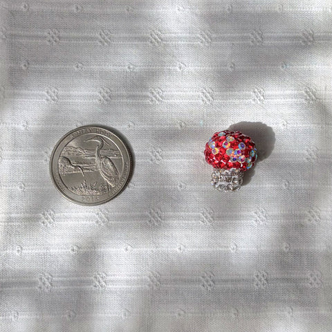 Rhinestone Clay Red Mushroom Beads