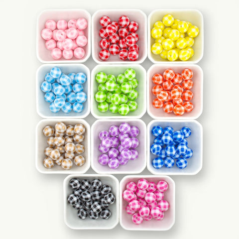 Gingham Round Beads