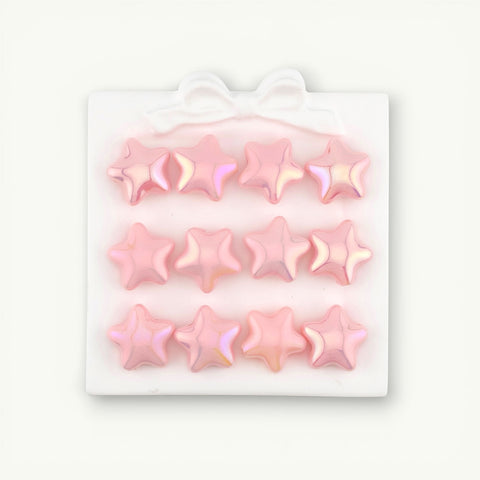 Coated Star Beads in Pink
