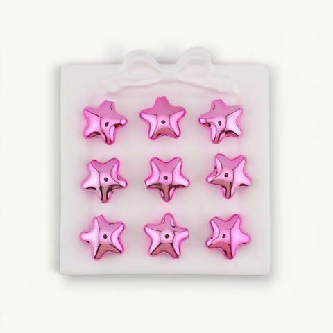 Coated Star Beads in Metallic Pink