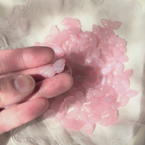 Glittery Pink Angel Wing Beads