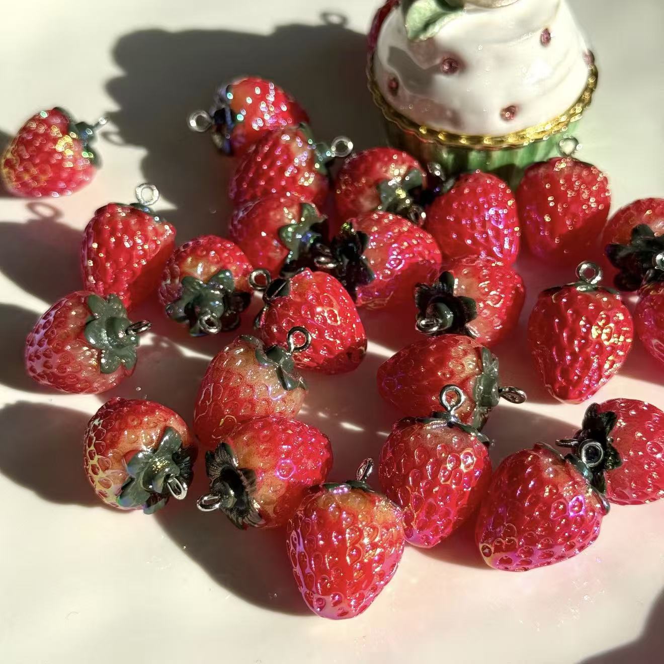 Strawberry Pendant Charm with Coating