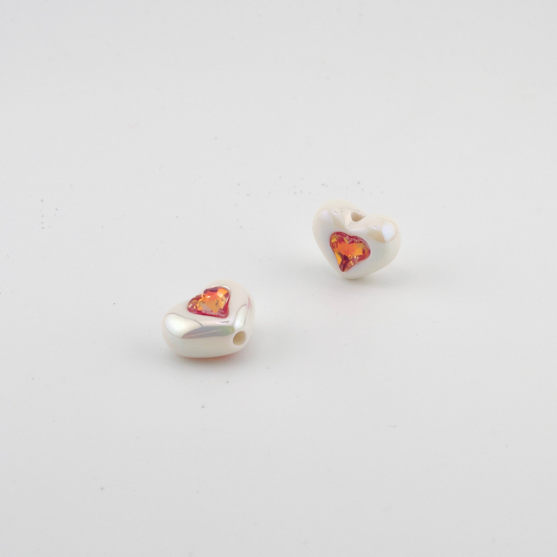 Rhinestone Adorned Heart Beads