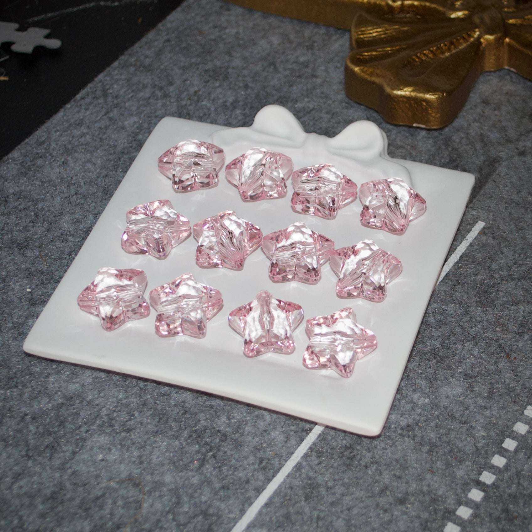 Crystal Chunky Star Beads in Pink