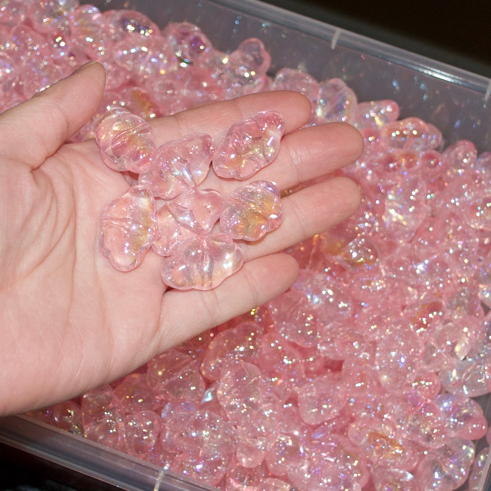 Glittery Cloud Beads with Through Hole