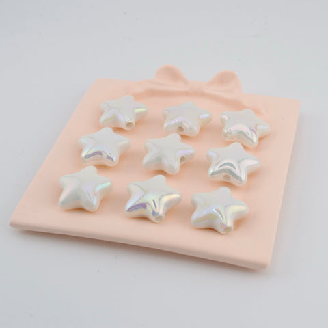 Coated Star Beads in White