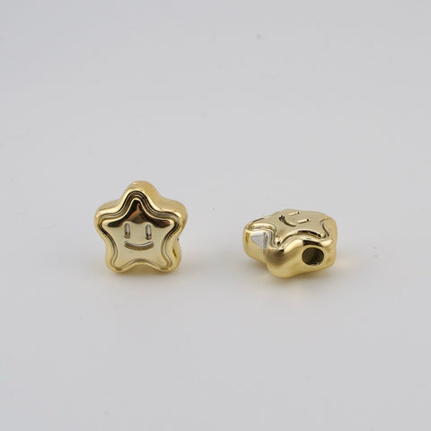 Metallic Smiling Face Star Beads
