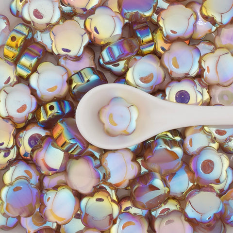 Jelly Effect Flower Beads in Brown