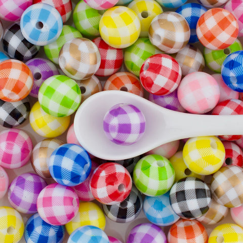 Gingham Round Beads