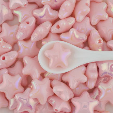 Coated Star Beads in Pink
