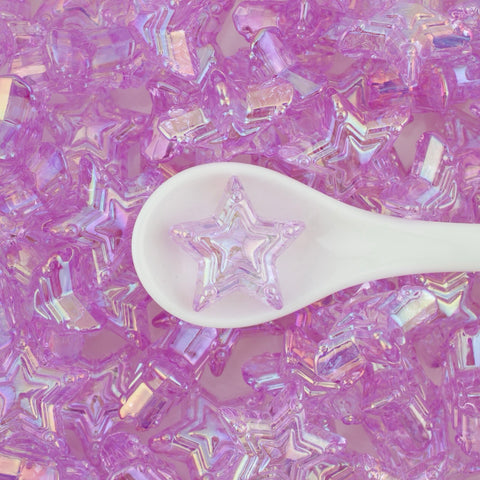 Iridescent Star Beads in Purple