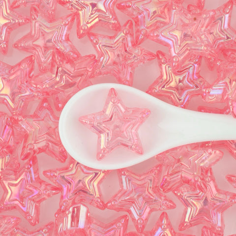Iridescent Star Beads in Pink