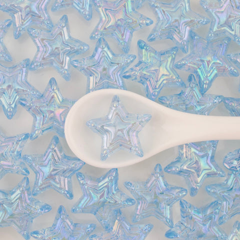Iridescent Star Beads in Blue
