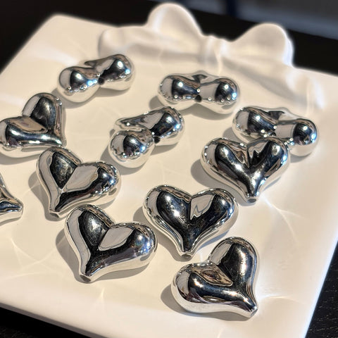 Metallic Heart Beads