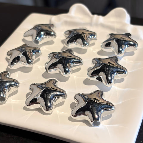 Coated Star Beads in Silver