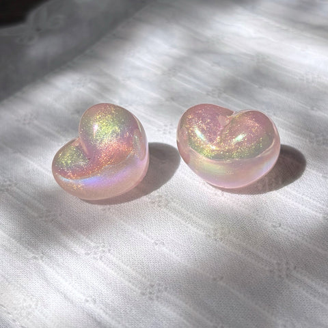 Glow-in-dark Pink Heart Beads