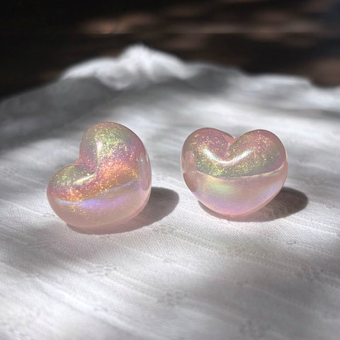 Glow-in-dark Pink Heart Beads