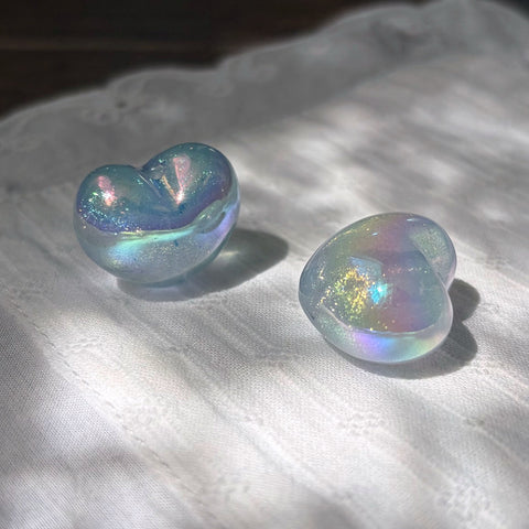 Glow-in-dark Blue Heart Beads