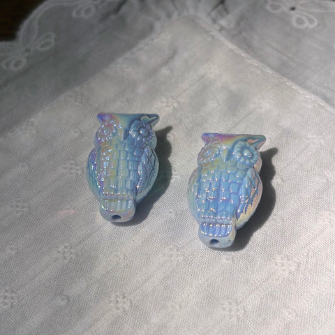 Coated Owl Beads