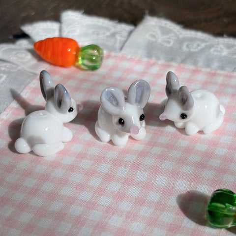Lampwork Glass Bunny & Carrot Beads