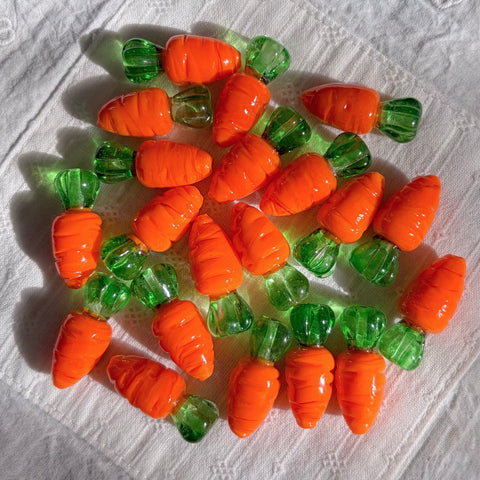Lampwork Glass Bunny & Carrot Beads