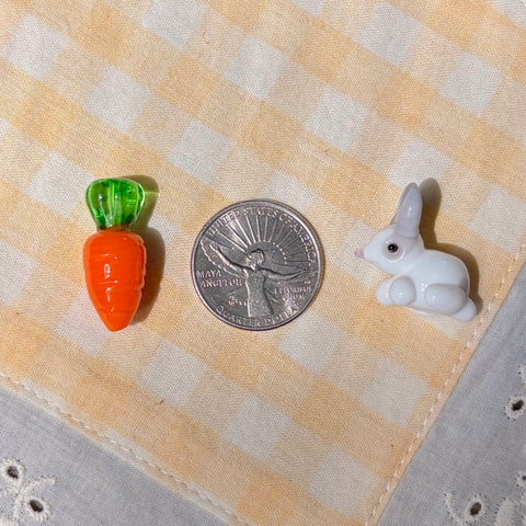 Lampwork Glass Bunny & Carrot Beads