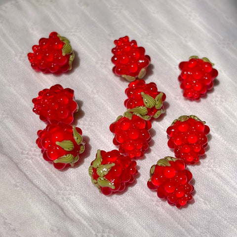 Gold Ruby Glass Raspberry Beads
