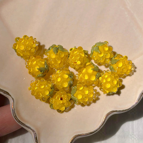 Gold Ruby Glass Raspberry Beads