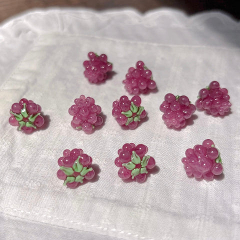 Gold Ruby Glass Raspberry Beads