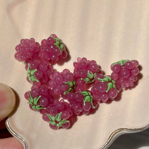 Gold Ruby Glass Raspberry Beads