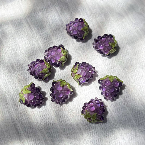Gold Ruby Glass Raspberry Beads