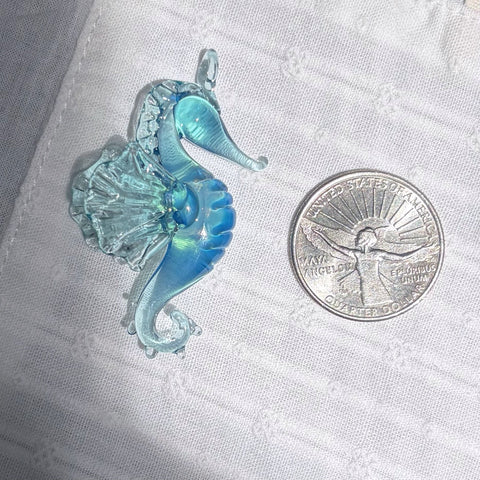 Opal Glass Seahorse Necklace Pendant