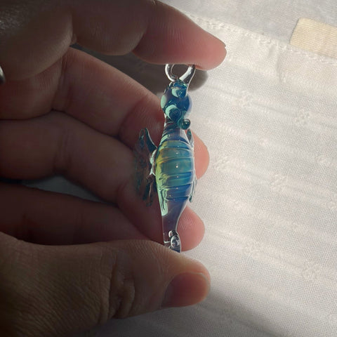 Opal Glass Seahorse Necklace Pendant