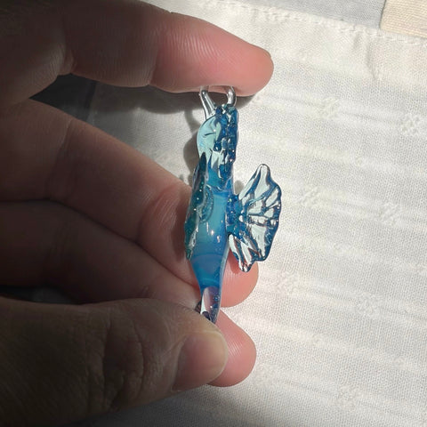 Opal Glass Seahorse Necklace Pendant