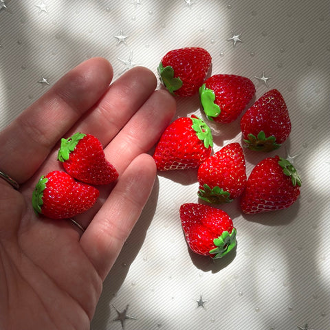 Realistic High-Gloss Strawberry Beads