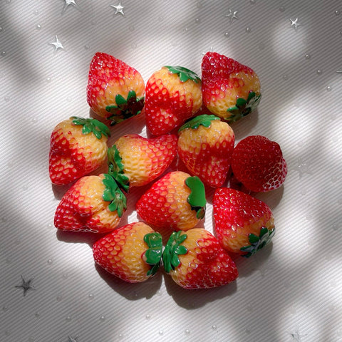Realistic High-Gloss Strawberry Beads