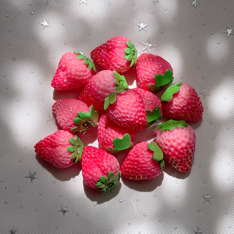 Realistic High-Gloss Strawberry Beads