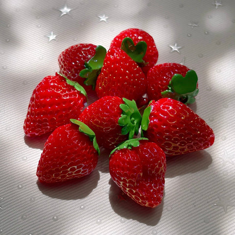 Realistic High-Gloss Strawberry Beads