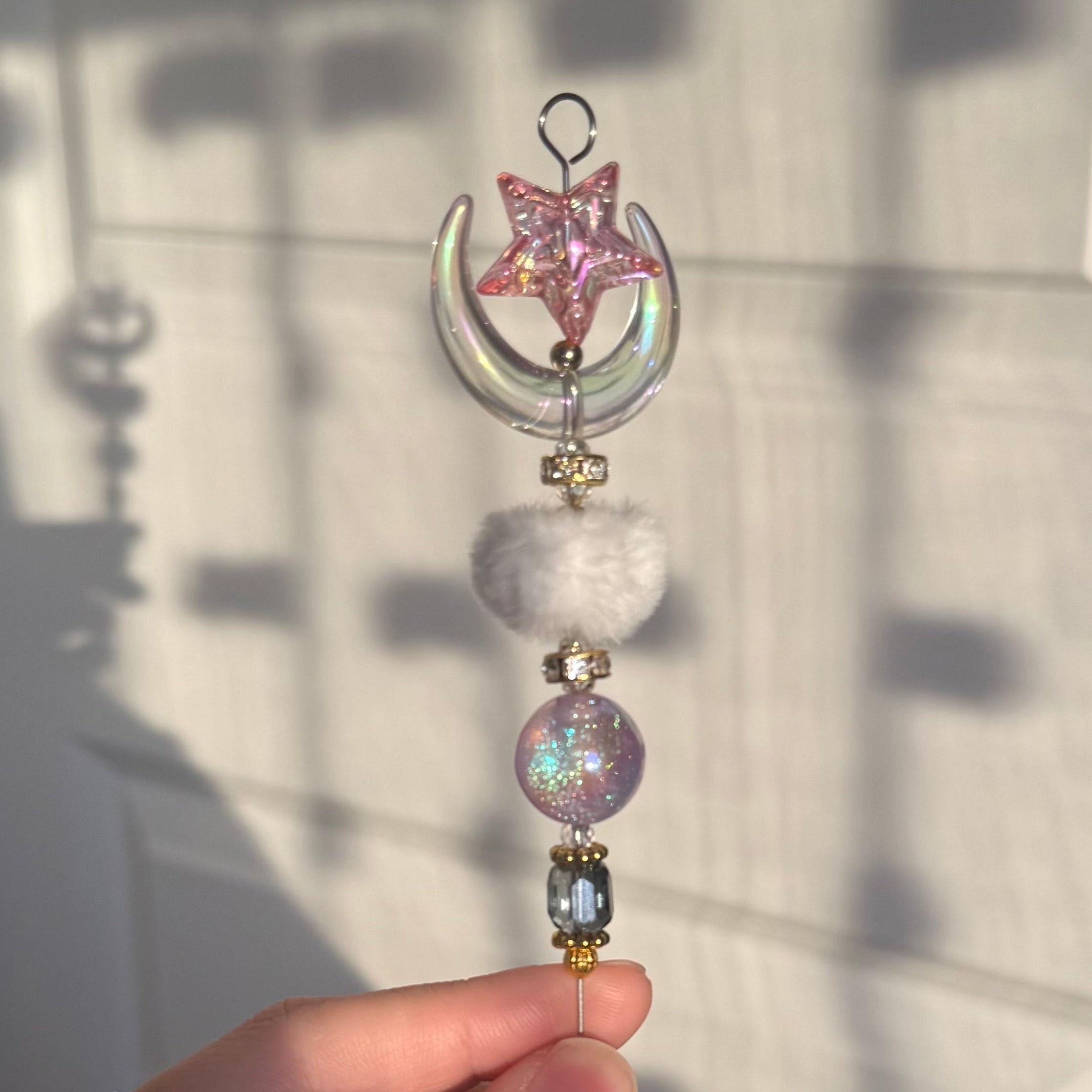 Holographic Moon Beads with Through Hole