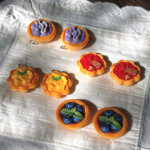 Miniature Fruit Tart Pendant Charm Set