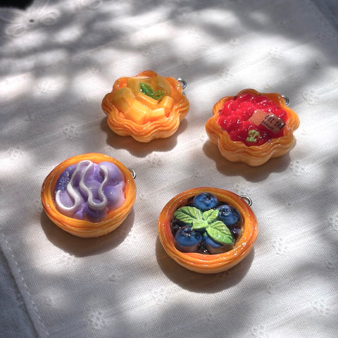Miniature Fruit Tart Pendant Charm Set