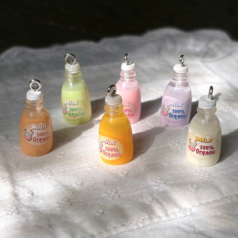 Flavorful Milk Bottle Charm Set