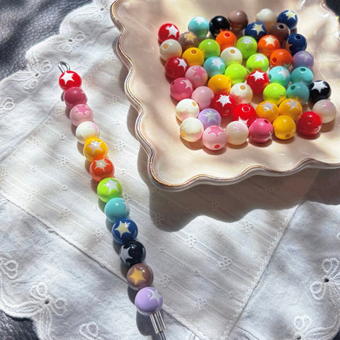 Star Inlay Round Beads